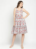 Autumn Hues Floral Printed Fit & Flare Dress