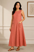 Autumn Hues Women's Sleeveless A-Line Maxi Dress