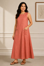 Autumn Hues Women's Sleeveless A-Line Maxi Dress