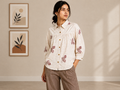 Autumn Hues Women's  Embroidered Collared Shirt