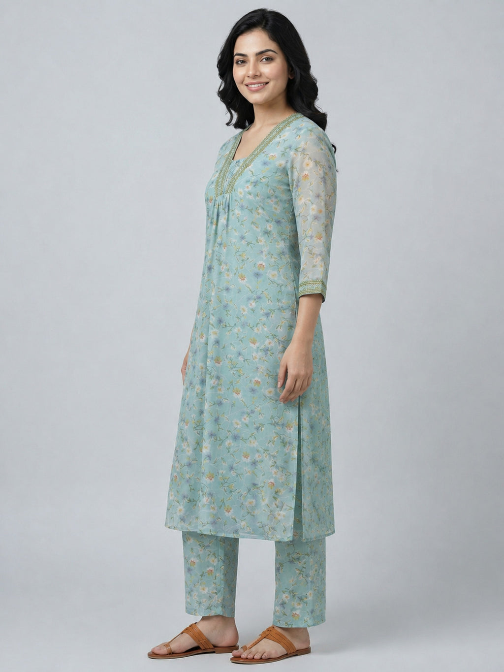Autumn Hues Floral Printed Kurta & Palazzo Co-ord Set