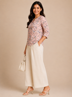 Autumn Hues Blush Bloom Printed Top