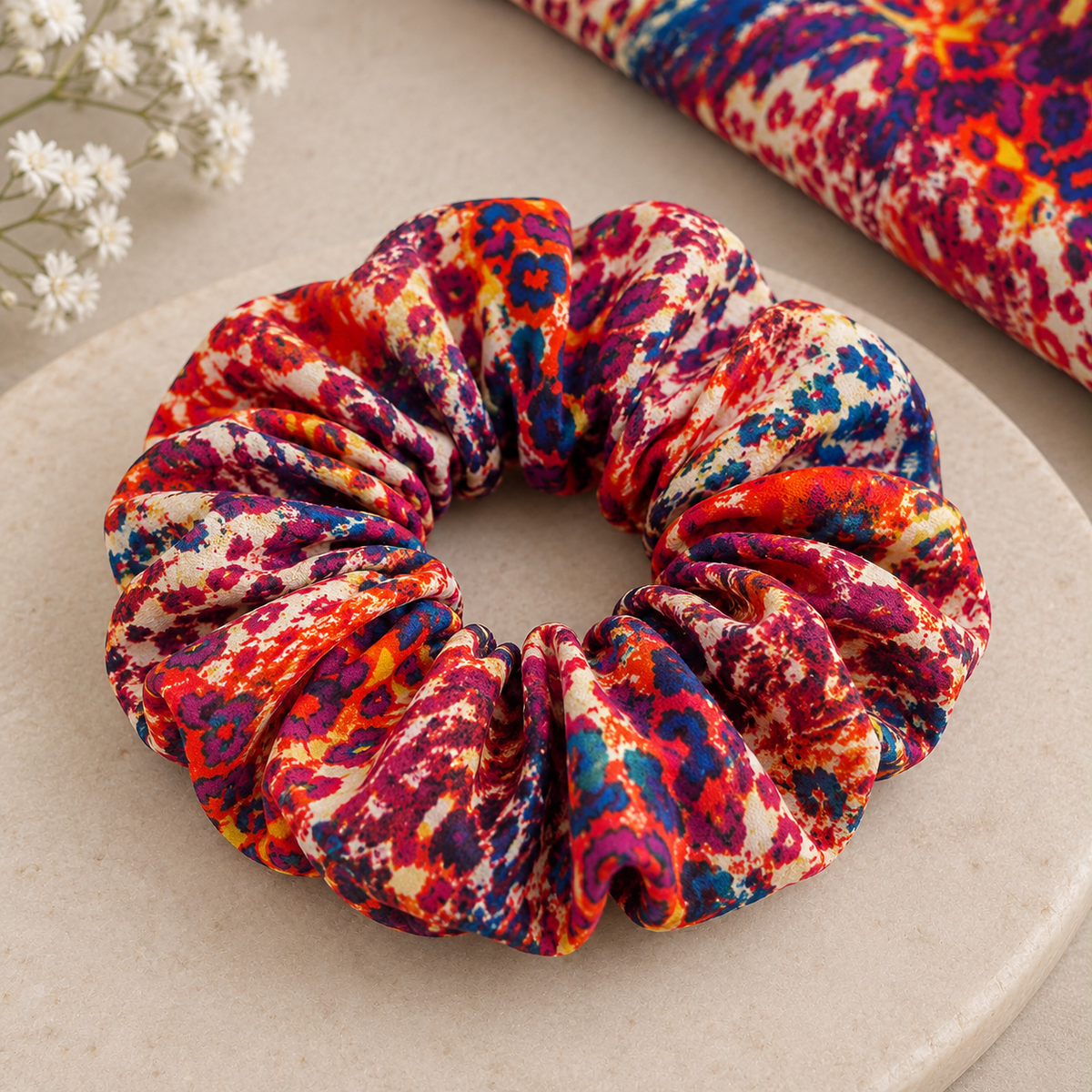 Autumn Hues Floral Printed Fabric Scrunchie