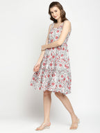 Autumn Hues Floral Printed Fit & Flare Dress