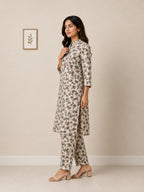 Autumn Hues Floral Printed Kurta & Straight Pant Co-Ord Set