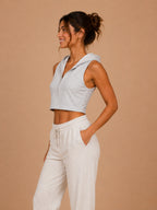 Autumn Hues Women's Sleeveless Hooded Crop Top