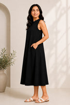 Autumn Hues Women's  Sleeveless A-Line Midi Dress