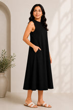 Autumn Hues Women's  Sleeveless A-Line Midi Dress