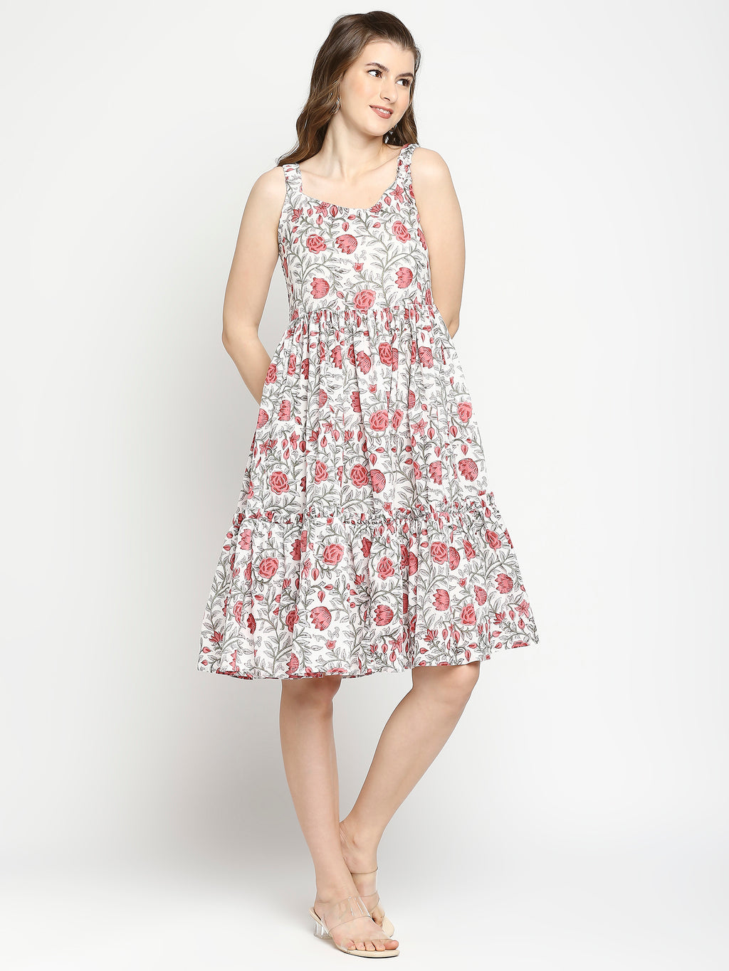 Autumn Hues Floral Printed Fit & Flare Dress