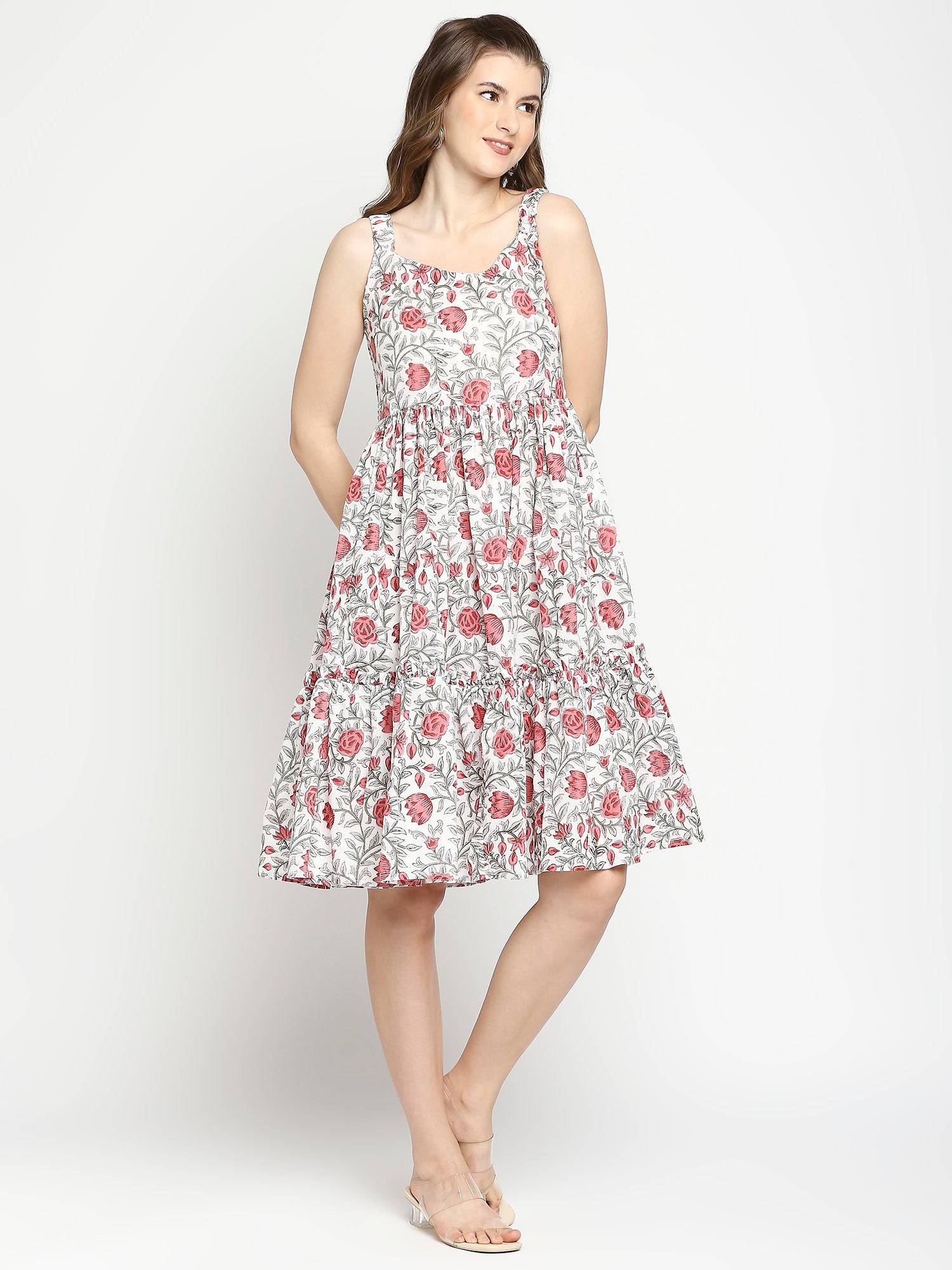 Autumn Hues Floral Printed Fit & Flare Dress