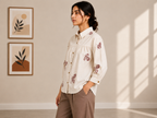 Autumn Hues Women's  Embroidered Collared Shirt