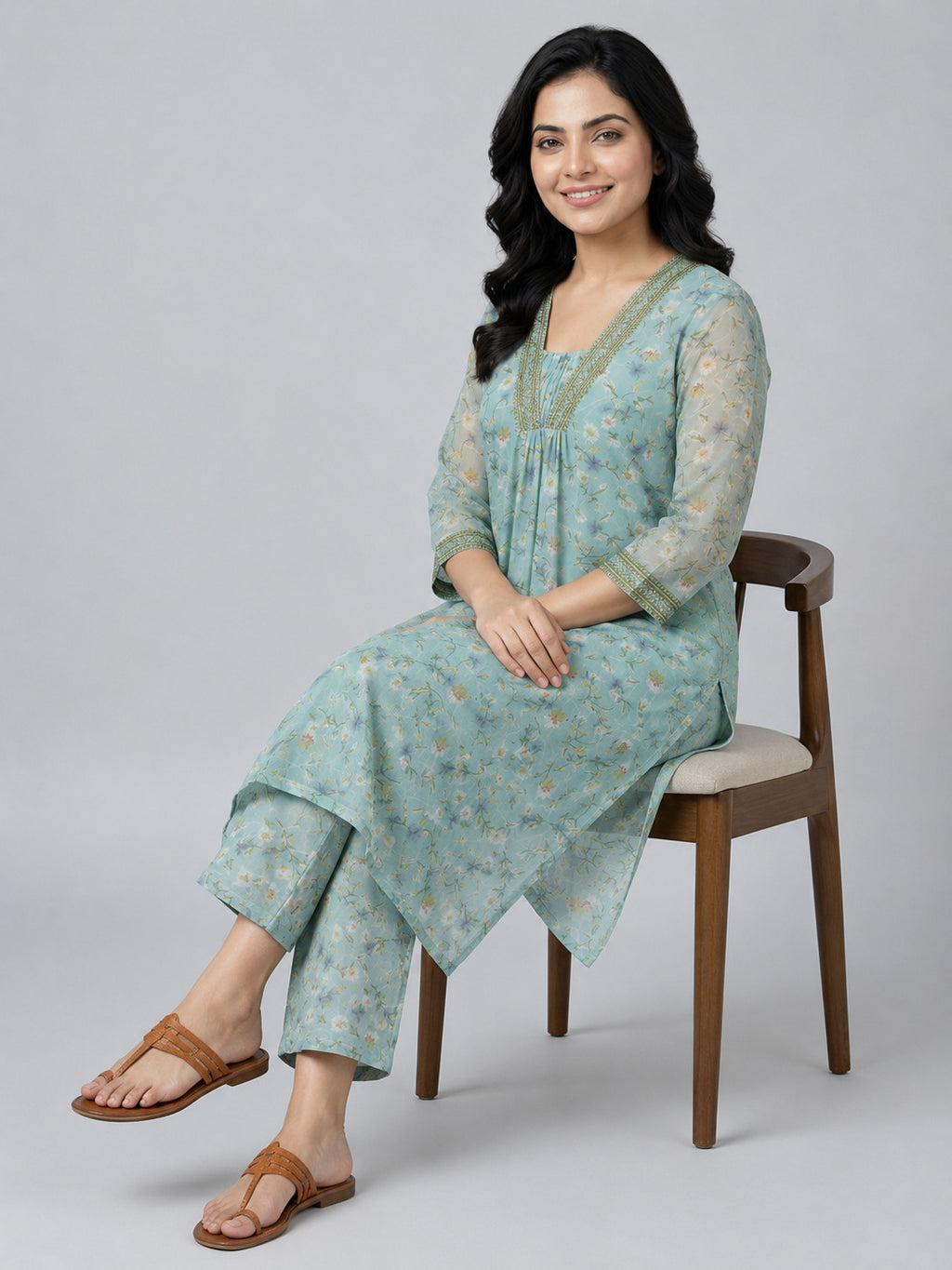 Autumn Hues Floral Printed Kurta & Palazzo Co-ord Set