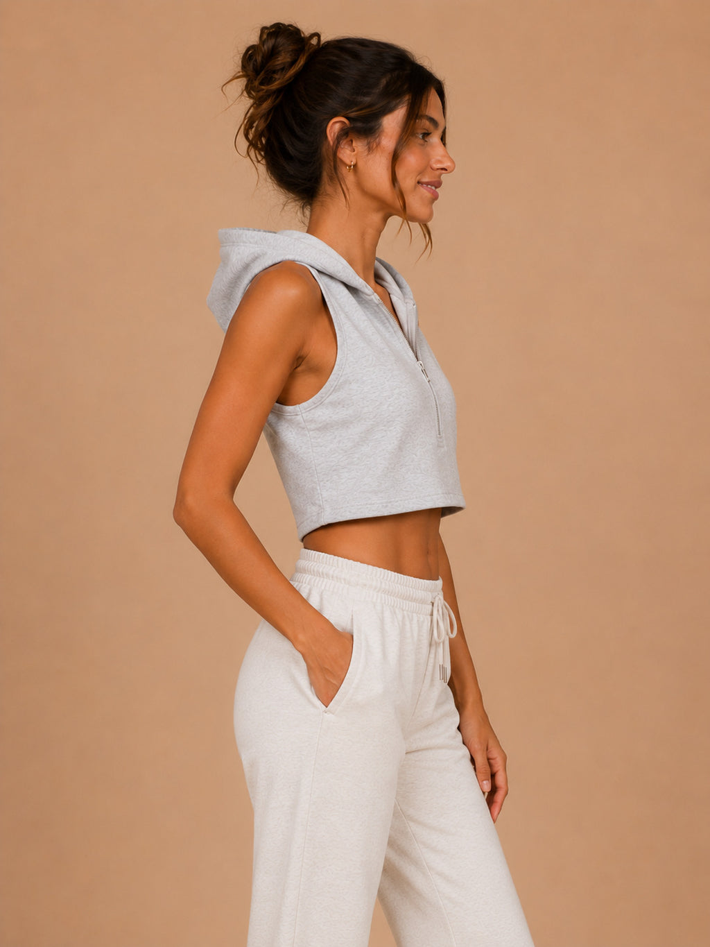Autumn Hues Women's Sleeveless Hooded Crop Top