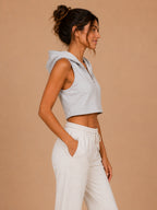 Autumn Hues Women's Sleeveless Hooded Crop Top
