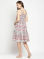 Autumn Hues Floral Printed Fit & Flare Dress