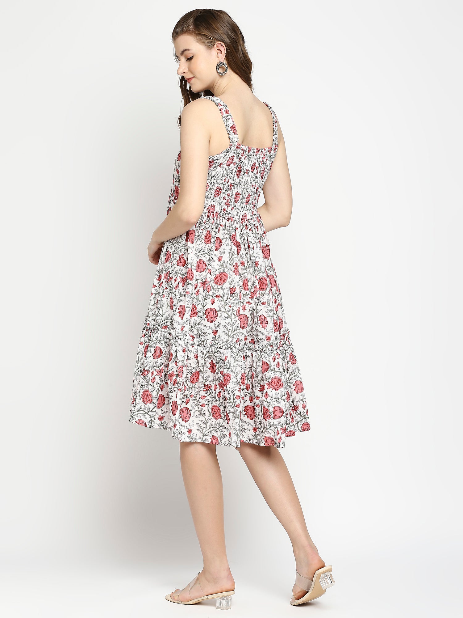 Autumn Hues Floral Printed Fit & Flare Dress