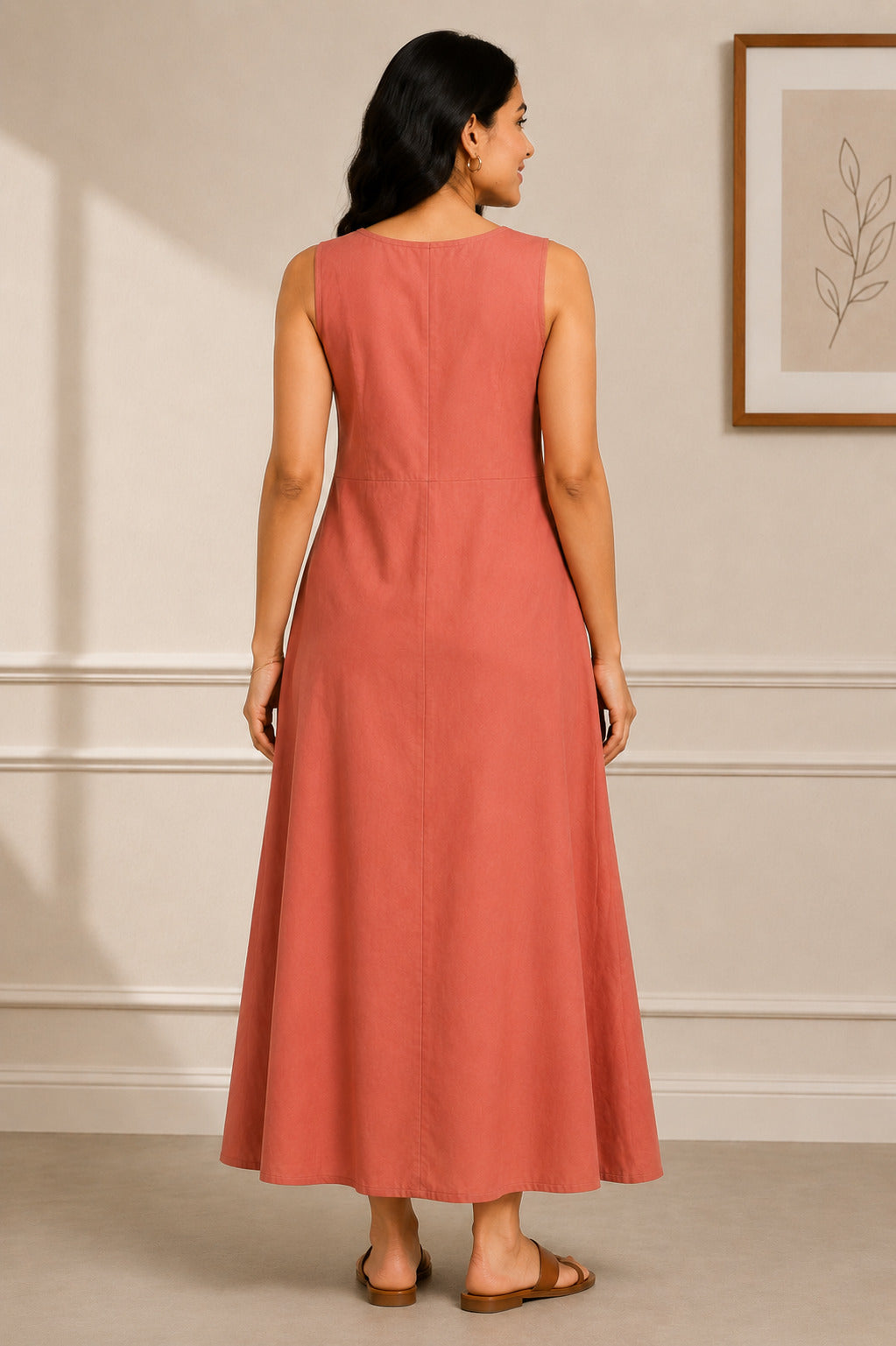 Autumn Hues Women's Sleeveless A-Line Maxi Dress