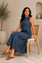 Autumn Hues Women's  Sleeveless A-Line Midi Dress