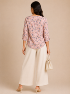 Autumn Hues Blush Bloom Printed Top