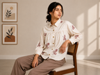 Autumn Hues Women's  Embroidered Collared Shirt