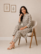 Autumn Hues Floral Printed Kurta & Straight Pant Co-Ord Set