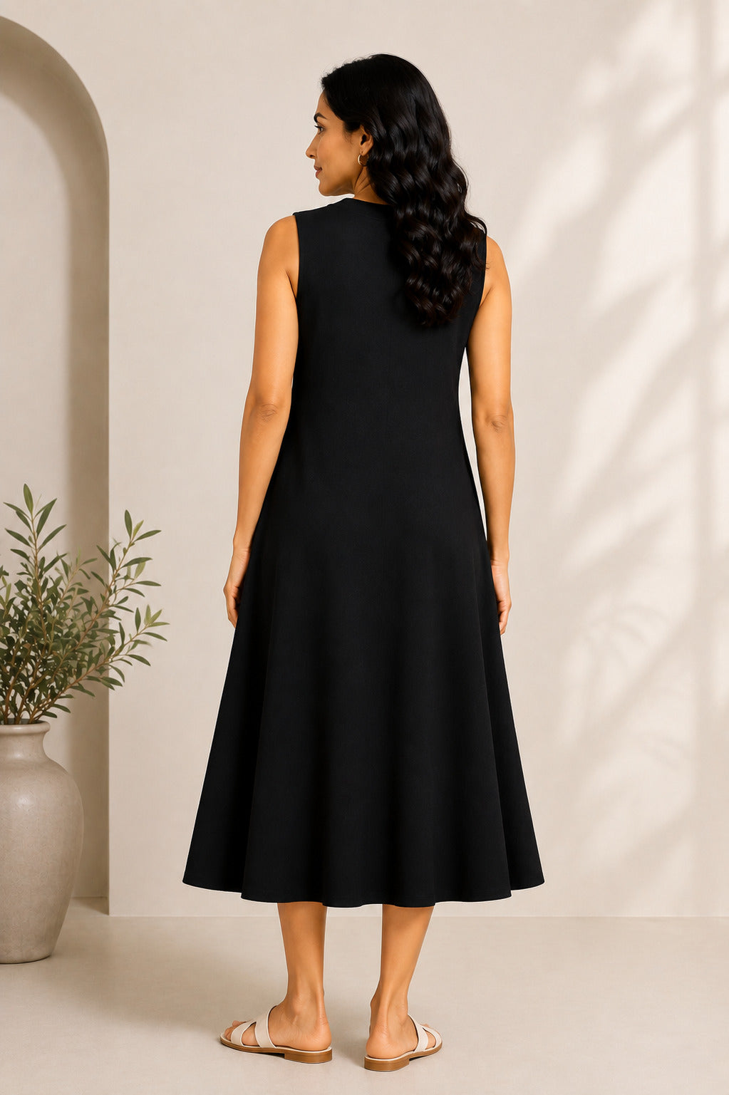 Autumn Hues Women's  Sleeveless A-Line Midi Dress
