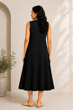 Autumn Hues Women's  Sleeveless A-Line Midi Dress