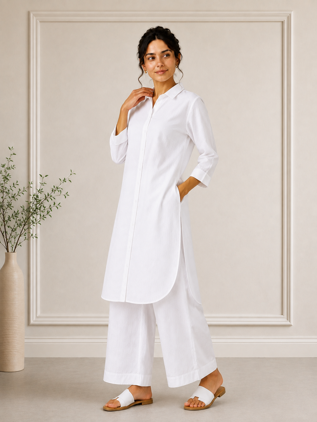 Autumn Hues Solid Shirt Kurta Co-Ord Set