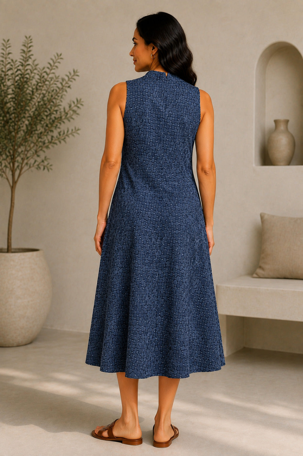 Autumn Hues Women's  Sleeveless A-Line Midi Dress