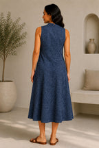 Autumn Hues Women's  Sleeveless A-Line Midi Dress