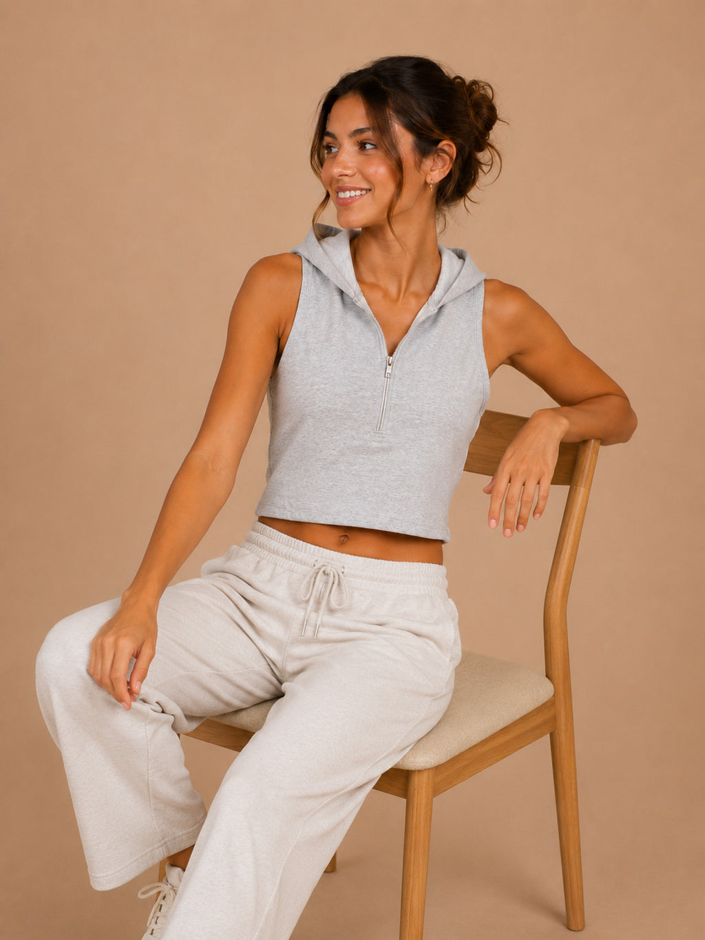 Autumn Hues Women's Sleeveless Hooded Crop Top
