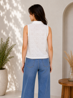 Autumn Hues Women's  Schiffli Sleeveless Cotton Top