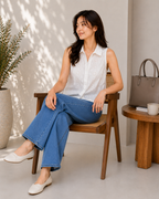 Autumn Hues Women's  Schiffli Sleeveless Cotton Top