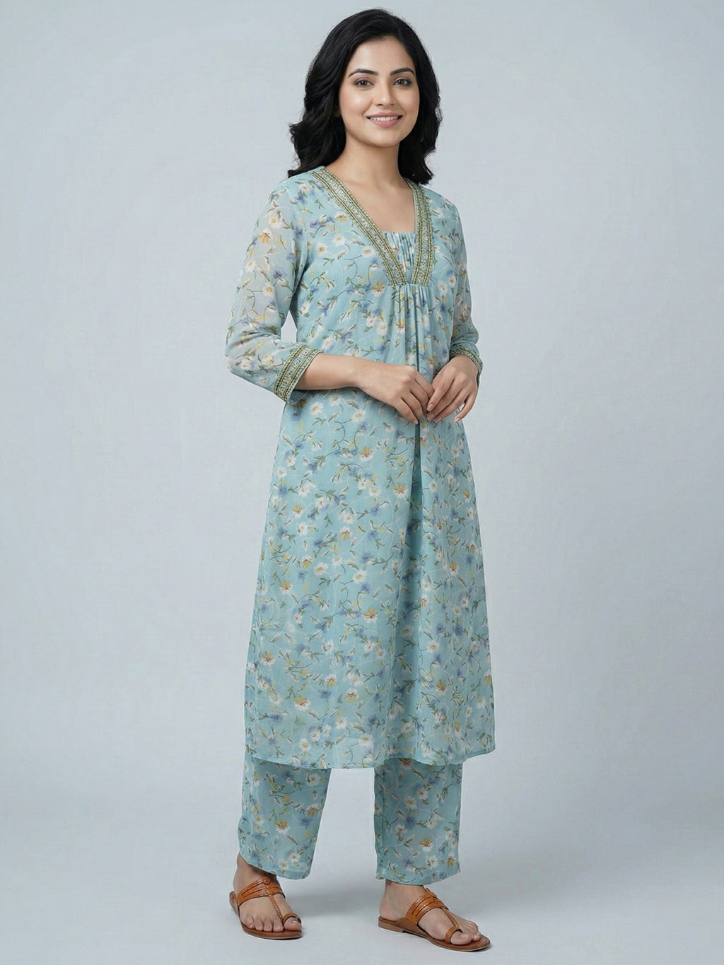 Autumn Hues Floral Printed Kurta & Palazzo Co-ord Set