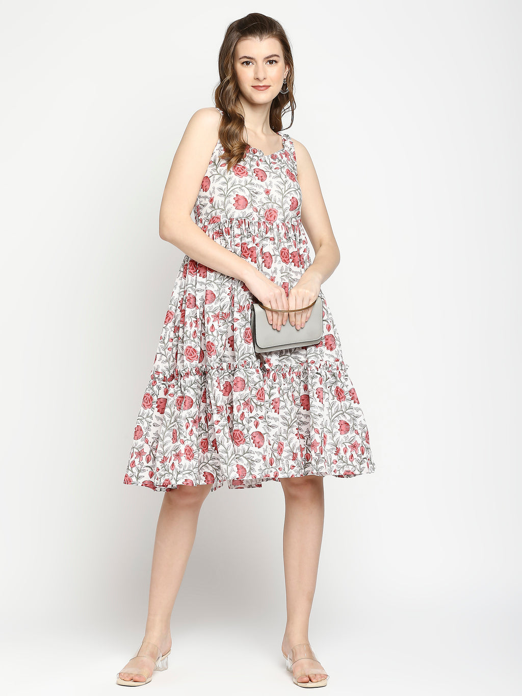 Autumn Hues Floral Printed Fit & Flare Dress