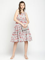 Autumn Hues Floral Printed Fit & Flare Dress