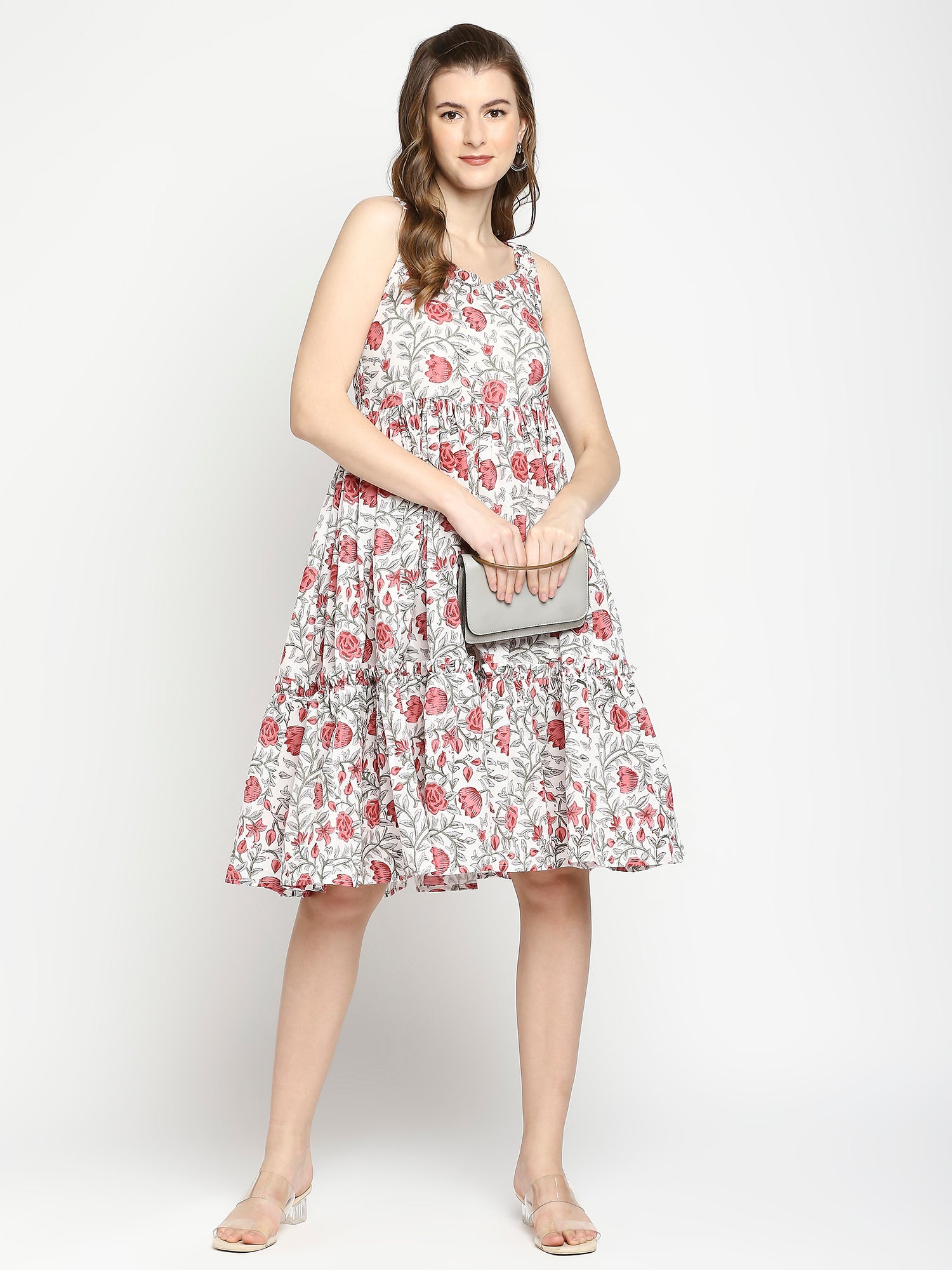 Autumn Hues Floral Printed Fit & Flare Dress