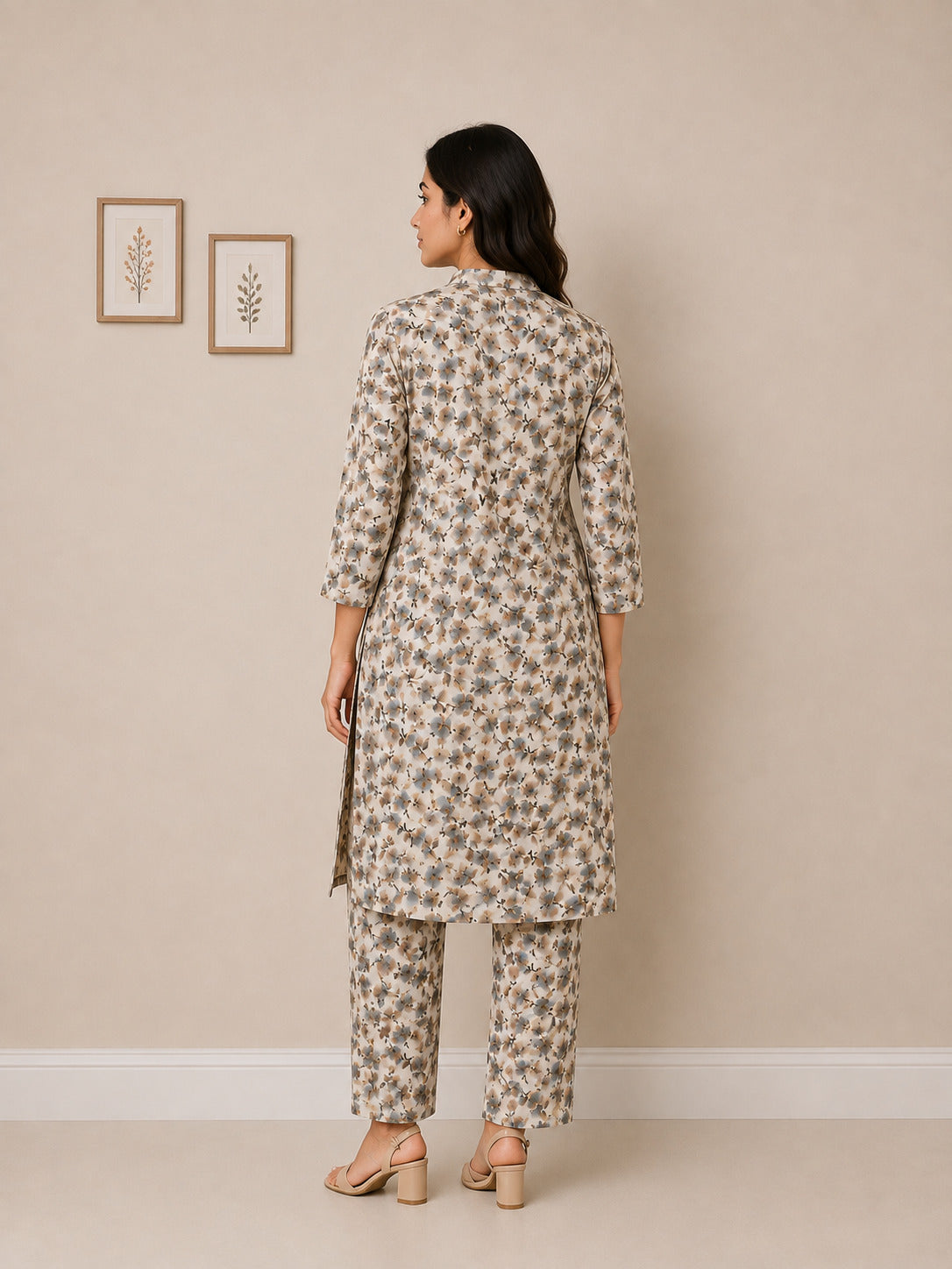 Autumn Hues Floral Printed Kurta & Straight Pant Co-Ord Set