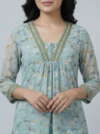 Autumn Hues Floral Printed Kurta & Palazzo Co-ord Set