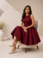Autumn Hues Women’s Sleeveless Fit & Flare Midi Dress