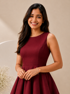 Autumn Hues Women’s Sleeveless Fit & Flare Midi Dress