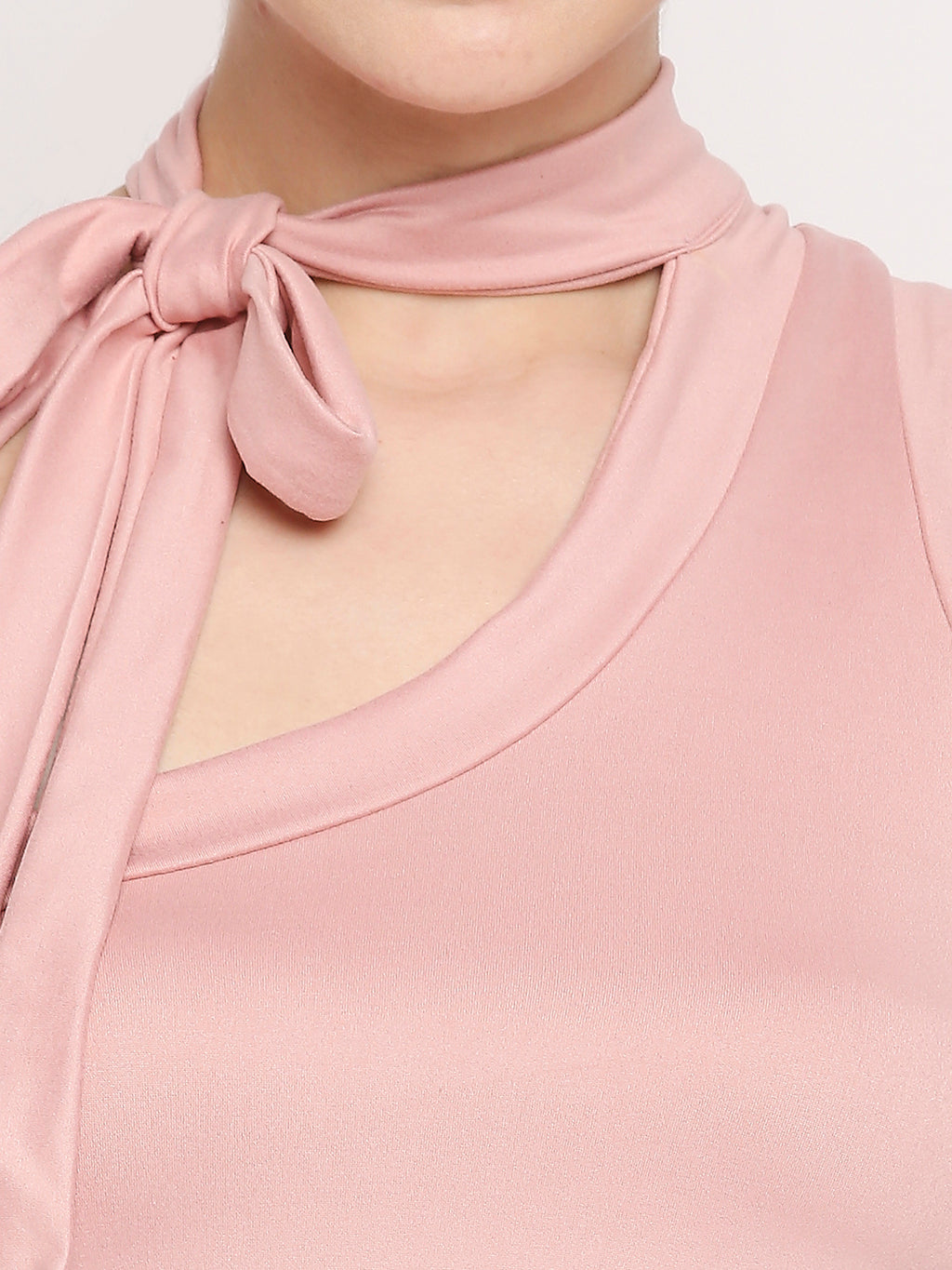 Autumn Hues Tie-Up Neck Cotton Fitted Crop Top