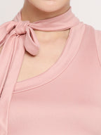 Autumn Hues Tie-Up Neck Cotton Fitted Crop Top