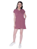 Autumn Hues Cotton V-Neck Short Sleeves Casual A-Line Mini Dress