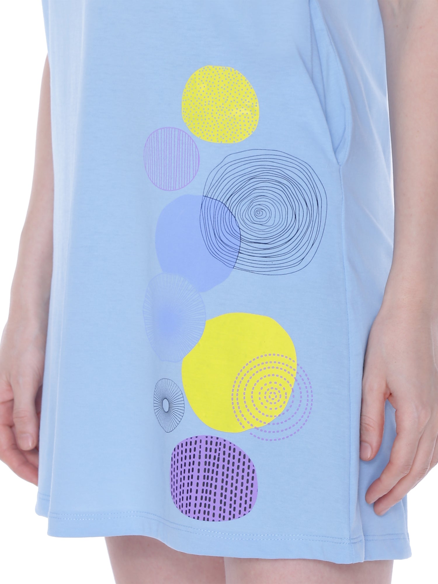 Autumn Hues Cotton V-Neck Short Sleeves Casual T-shirt Dress