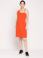 Autumn Hues Orange One Shoulder Sheath Dress