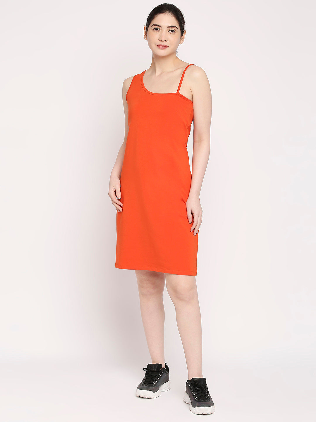 Autumn Hues Orange One Shoulder Sheath Dress
