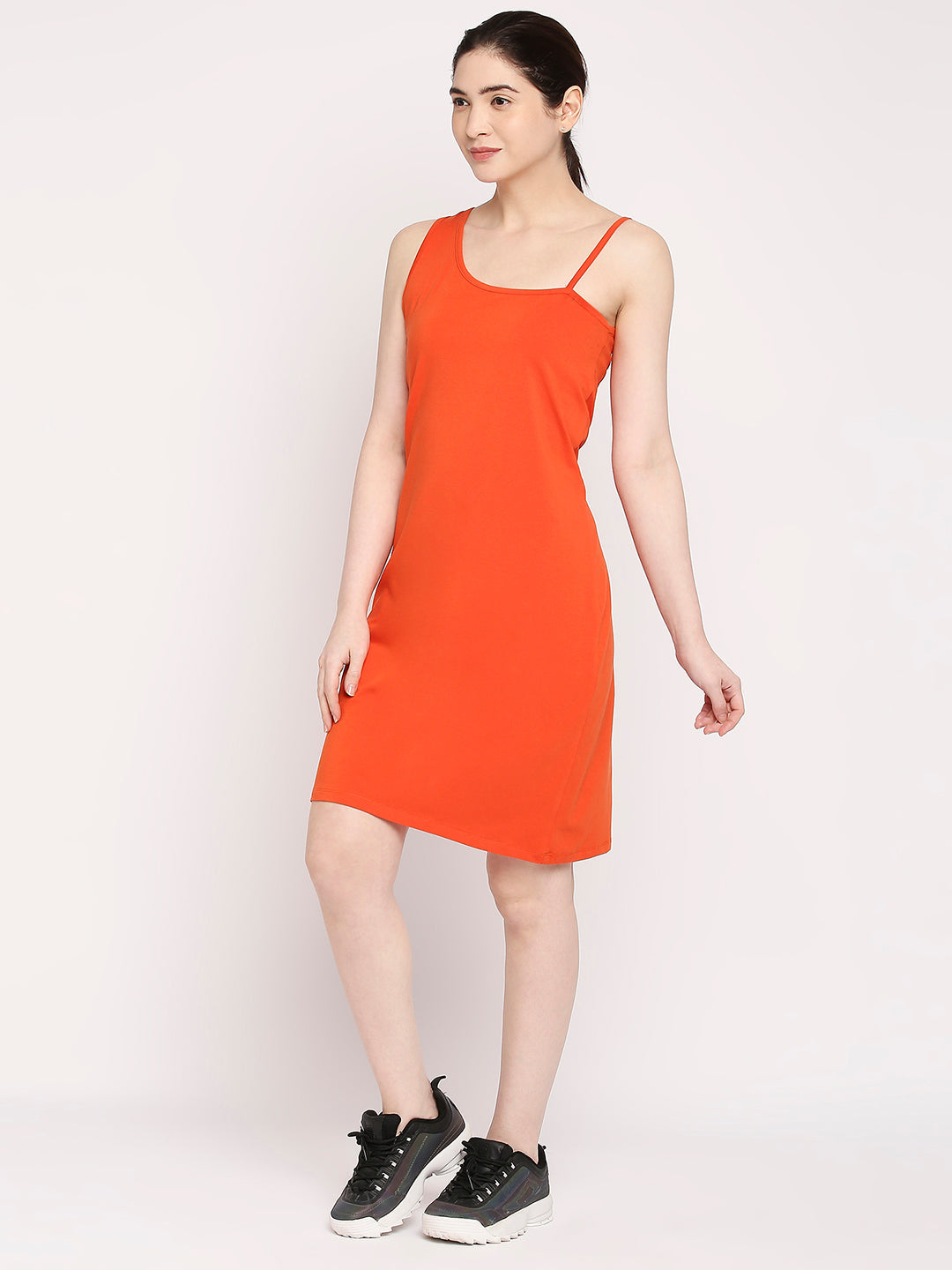 Autumn Hues Orange One Shoulder Sheath Dress