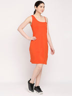 Autumn Hues Orange One Shoulder Sheath Dress