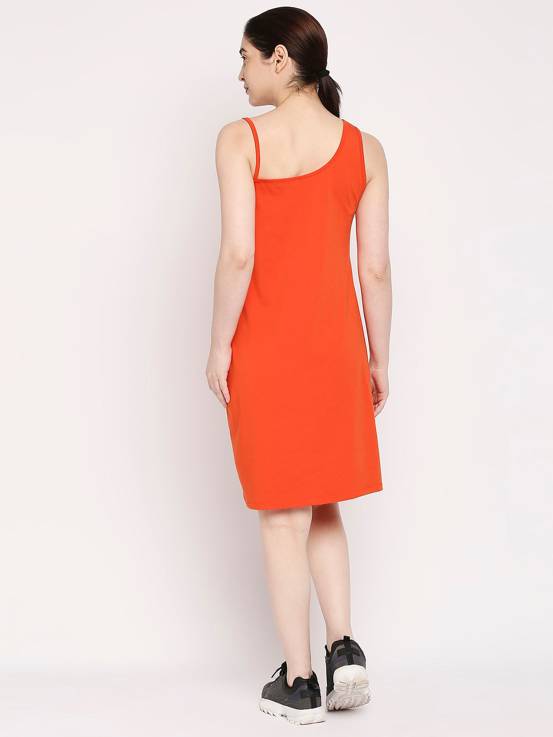 Autumn Hues Orange One Shoulder Sheath Dress
